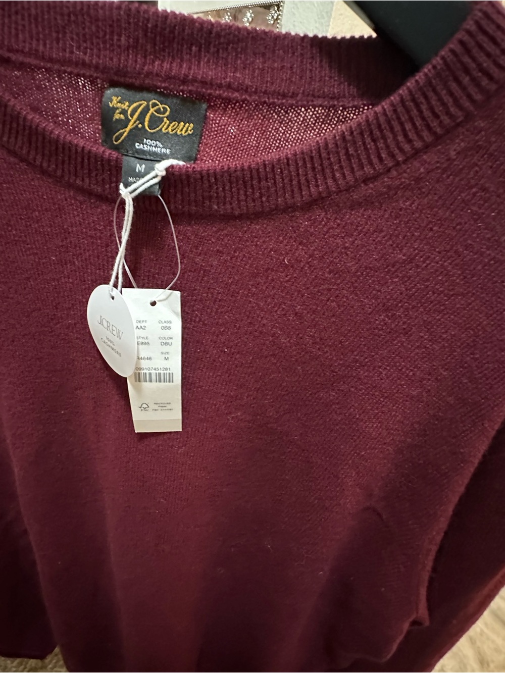 J. Crew Heather Wine Cashmere Crewneck Sweater - Picture 4 of 4